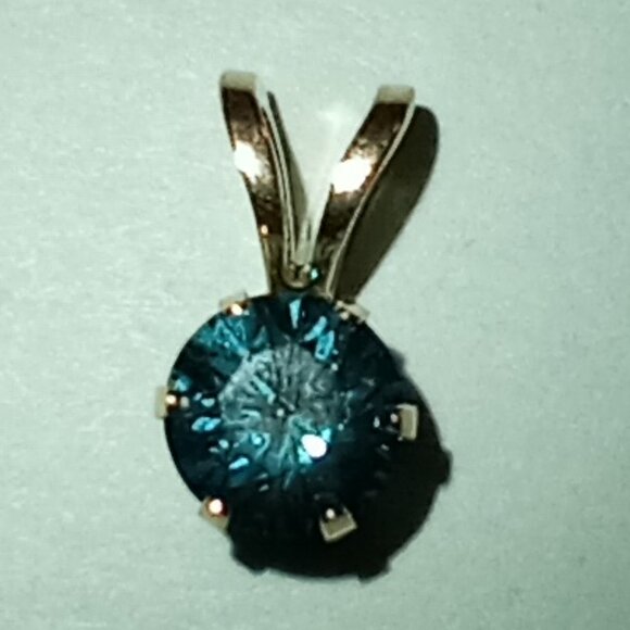 Jewelry - LAST ONE!  14Kt Yellow Gold One-Third Carat Blue Diamond Pendant